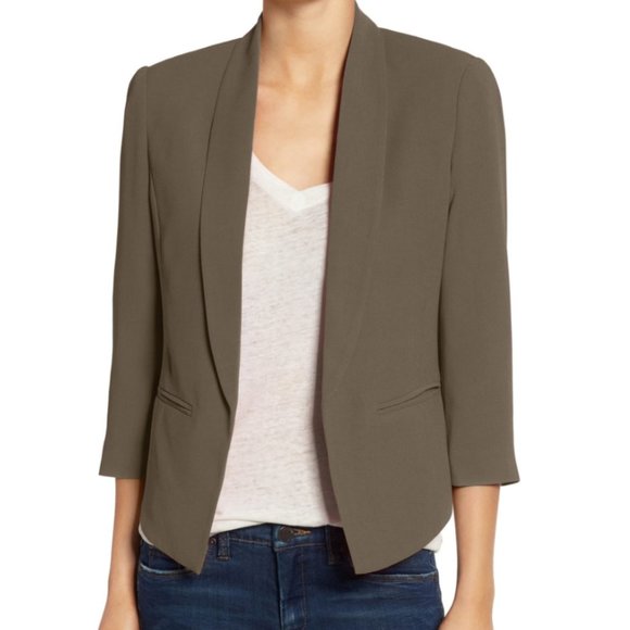 Mural Jackets & Blazers - Olive Open Front Blazer